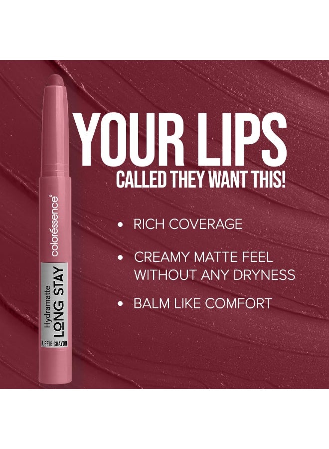Coloressence Hydra Matte Long Stay Lip Crayon Lipstick (Crush) | Lasts Upto 12 Hours | Hydrating Formula | Non-Drying | Smudgeproof | Sweatproof | Rich Coverage - Image 4